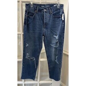 New Old Navy Jeans Cropped  Straight Leg  Women's 8 Distressed